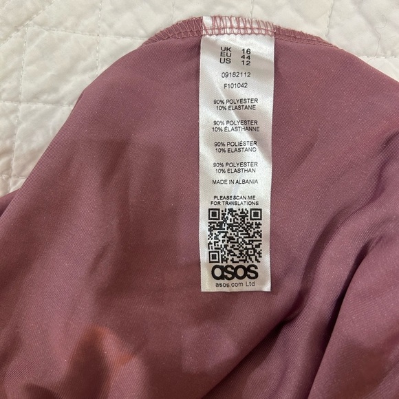 ASOS Dusty Rose Velvet Dress. Vneck. Long Sleeve. Aline Flattering Fit! Size 12. - Picture 10 of 10